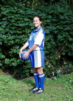Joanna posing with soccer ball